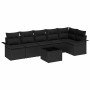 Conjunto de sofá de jardín con cojín 7 pcs Negro Poliratán