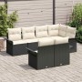 Conjunto de sofá de jardín con cojín 7 pcs Negro Poliratán