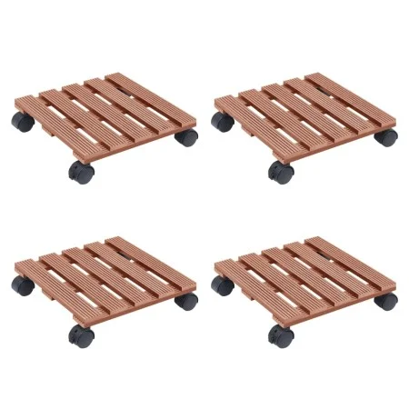 Ständer mit Rädern für Pflanzen 4 Stück braun WPC 30x30x7,5 cm von vidaXL, Topfständer - Ref: Foro24-3143927, Preis: 70,87 €,...