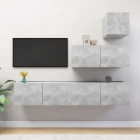Set Wohnzimmermöbel 4 Stück Holzwerkstoff Beton grau von vidaXL, TV-Möbel - Ref: Foro24-3079156, Preis: 123,37 €, Rabatt: %