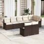 Conjunto de sofá de jardín con cojín 8 pcs Marrón Poliratán