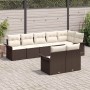 Conjunto de sofá de jardín con cojín 8 pcs Marrón Poliratán