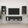 Wand-Wohnzimmermöbel 4 Stk. Ingenieurholz glänzend grau von vidaXL, TV-Möbel - Ref: Foro24-3079879, Preis: 145,99 €, Rabatt: %