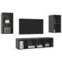 Wand-Wohnzimmermöbel 4 Stk. Ingenieurholz glänzend grau von vidaXL, TV-Möbel - Ref: Foro24-3079879, Preis: 144,23 €, Rabatt: %