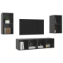 Wand-Wohnzimmermöbel 4 Stk. Ingenieurholz glänzend grau von vidaXL, TV-Möbel - Ref: Foro24-3079879, Preis: 145,99 €, Rabatt: %