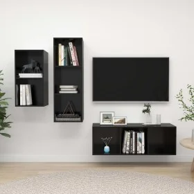 3-piece TV stand set, glossy black plywood. by vidaXL, TV Furniture - Ref: Foro24-3079734, Price: 135,28 €, Discount: %