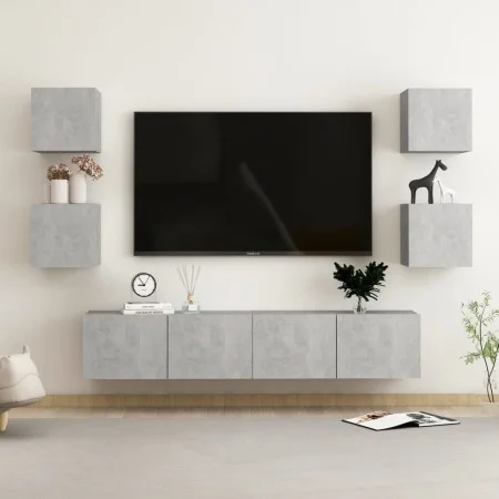 Living room furniture set 6 pieces concrete gray engineered wood by vidaXL, TV Furniture - Ref: Foro24-3079082, Price: 149,92...