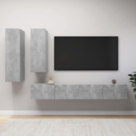 TV-Wohnzimmermöbel-Set, 4-teilig, Betongrau, Holzwerkstoff von vidaXL, TV-Möbel - Ref: Foro24-3079153, Preis: 197,67 €, Rabat...
