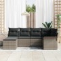 Conjunto de sofá de jardín con cojín 6 pcs Gris Poliratán