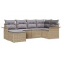 Conjunto de sofá de jardín con cojín 6 pcs Beige Poliratán
