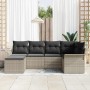 Conjunto de sofá de jardín con cojín 6 pcs Gris claro Poliratán