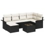 Conjunto de sofá de jardín con cojín 7 pcs Negro Poliratán