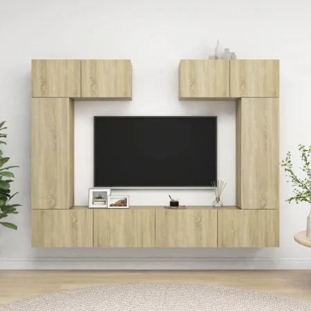 TV living room furniture set 6 pieces engineered wood Sonoma oak by vidaXL, TV Furniture - Ref: Foro24-3079014, Price: 253,04...