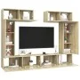 TV living room furniture set 6 pieces engineered wood Sonoma oak by vidaXL, TV Furniture - Ref: Foro24-3079014, Price: 253,04...