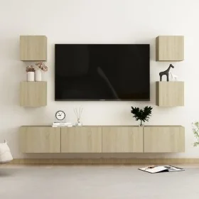 6-teiliges Wohnzimmermöbel-Set aus Sonoma-Eiche von vidaXL, TV-Möbel - Ref: Foro24-3078978, Preis: 160,59 €, Rabatt: %