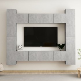 8-teiliges Wohnzimmermöbel-Set aus Holzwerkstoff Beton grau von vidaXL, TV-Möbel - Ref: Foro24-3079070, Preis: 387,71 €, Raba...