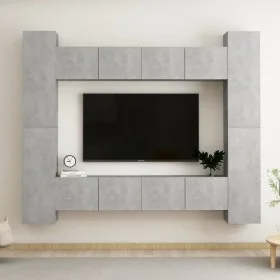 Set de muebles de salón 8 pzas madera ingeniería gris hormigón de vidaXL, Muebles TV - Ref: Foro24-3079070, Precio: 379,30 €,...