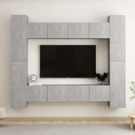 Set de muebles de salón 8 pzas madera ingeniería gris hormigón de vidaXL, Muebles TV - Ref: Foro24-3079070, Precio: 379,30 €,...