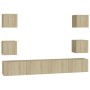 6-teiliges Wohnzimmermöbel-Set aus Sonoma-Eiche von vidaXL, TV-Möbel - Ref: Foro24-3078978, Preis: 160,33 €, Rabatt: %
