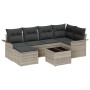 Conjunto de sofá de jardín con cojín 7 pcs Gris claro Poliratán
