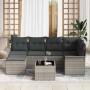 Conjunto de sofá de jardín con cojín 7 pcs Gris claro Poliratán
