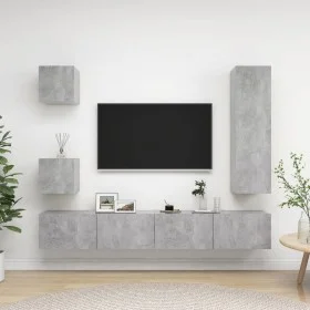 TV-Wohnzimmermöbel-Set, 5-teilig, Betongrau, Holzwerkstoff von vidaXL, TV-Möbel - Ref: Foro24-3079117, Preis: 194,71 €, Rabat...