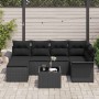 Conjunto de sofá de jardín con cojín 7 pcs Negro Poliratán