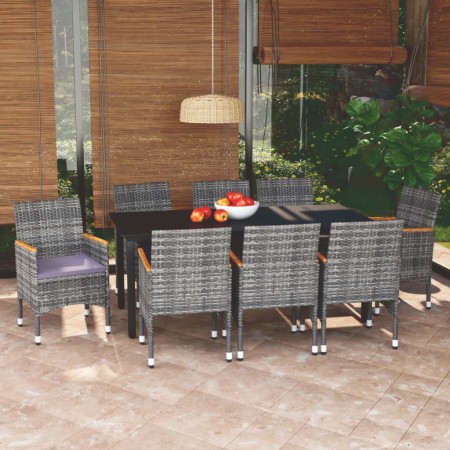 9-teiliges Gartenmöbel-Set mit Kissen synthetisches Rattangrau von vidaXL, Gartensets - Ref: Foro24-3095008, Preis: 725,85 €,...