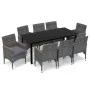 Garden furniture set 9 pieces with gray synthetic rattan cushions by vidaXL, Garden sets - Ref: Foro24-3095008, Price: 738,93...
