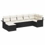 Conjunto de sofá de jardín con cojín 7 pcs Negro Poliratán