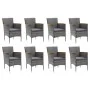 9-teiliges Gartenmöbel-Set mit Kissen synthetisches Rattangrau von vidaXL, Gartensets - Ref: Foro24-3095008, Preis: 707,45 €,...