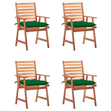 Sillas comedor de jardín y cojines 4 uds madera maciza acacia de vidaXL, Sillas de jardín - Ref: Foro24-3078340, Precio: 295,...