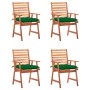 Sillas comedor de jardín y cojines 4 uds madera maciza acacia de vidaXL, Sillas de jardín - Ref: Foro24-3078340, Precio: 295,...
