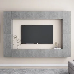 Set muebles de salón TV 8 pzas madera ingeniería gris hormigón de vidaXL, Muebles TV - Ref: Foro24-3079090, Precio: 443,97 €,...