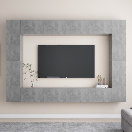 Set muebles de salón TV 8 pzas madera ingeniería gris hormigón de vidaXL, Muebles TV - Ref: Foro24-3079090, Precio: 434,32 €,...