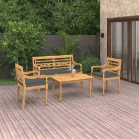 4-piece garden furniture set and solid teak wood cushions by vidaXL, Garden sets - Ref: Foro24-3087053, Price: 547,83 €, Disc...