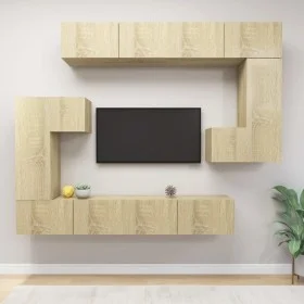 TV furniture set 8 pieces Sonoma oak plywood by vidaXL, TV Furniture - Ref: Foro24-3079040, Price: 337,60 €, Discount: %