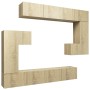 TV-Möbelset 8-teilig Sonoma-Eichensperrholz von vidaXL, TV-Möbel - Ref: Foro24-3079040, Preis: 331,77 €, Rabatt: %