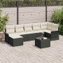 Conjunto de sofá de jardín con cojín 8 pcs Negro Poliratán