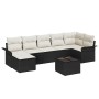Conjunto de sofá de jardín con cojín 8 pcs Negro Poliratán