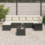 Conjunto de sofá de jardín con cojín 8 pcs Negro Poliratán
