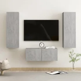 Wohnzimmermöbel-Set 3-teilig betongraues Holzwerkstoff von vidaXL, TV-Möbel - Ref: Foro24-3079078, Preis: 133,28 €, Rabatt: %
