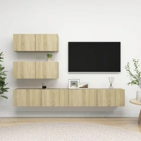 4-teiliges Wohnzimmermöbel-Set aus Sonoma-Eiche von vidaXL, TV-Möbel - Ref: Foro24-3079026, Preis: 170,53 €, Rabatt: %