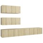 4-teiliges Wohnzimmermöbel-Set aus Sonoma-Eiche von vidaXL, TV-Möbel - Ref: Foro24-3079026, Preis: 164,73 €, Rabatt: %