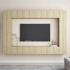 Set de muebles salón TV 8 pzas madera ingeniería roble Sonoma de vidaXL, Muebles TV - Ref: Foro24-3078985, Precio: 373,21 €, ...