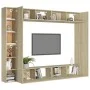 Living room TV furniture set 8 pieces engineered wood Sonoma oak by vidaXL, TV Furniture - Ref: Foro24-3078985, Price: 372,70...