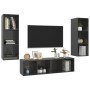 Muebles de salón 3 piezas madera de ingeniería gris con brillo de vidaXL, Muebles TV - Ref: Foro24-3079753, Precio: 159,25 €