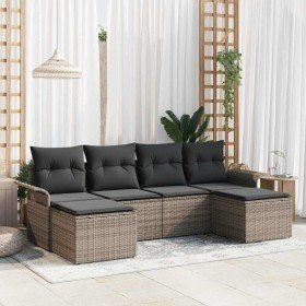 Conjunto de sofá de jardín 6 pcs Gris ratán sintético en Conjuntos de jardín | Comprar online en Foro24
