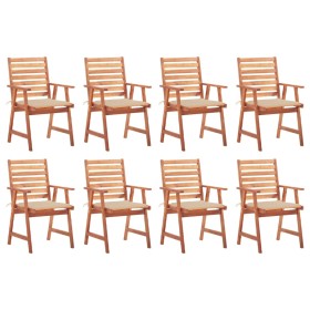 Garden dining chairs and cushions 8 units solid acacia wood by vidaXL, Garden chairs - Ref: Foro24-3078377, Price: 587,46 €, ...
