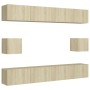 6-teiliges Wohnzimmermöbel-Set aus Sonoma-Eiche von vidaXL, TV-Möbel - Ref: Foro24-3078999, Preis: 201,39 €, Rabatt: %